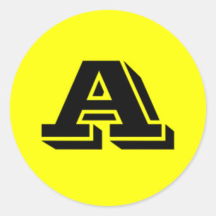 Alphabet by Janz Capital Letter A Yellow Classic Round Sticker