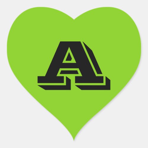 Alphabet by Janz Capital Letter A Yellow Green Heart Sticker
