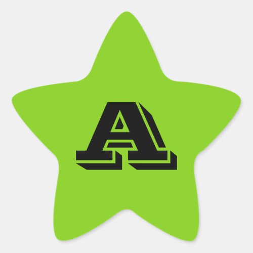 Alphabet by Janz Capital Letter A Yellow Green Star Sticker