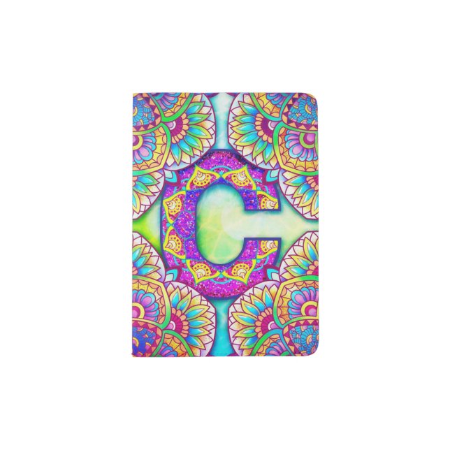 Alphabet C mandala Passport Holder (Front)