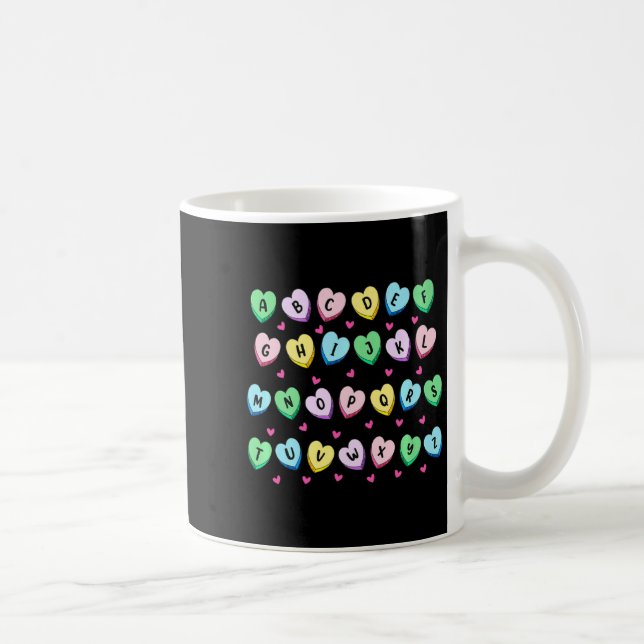 Alphabet Candy Heart Love Valentines Day Teacher  Coffee Mug (Right)