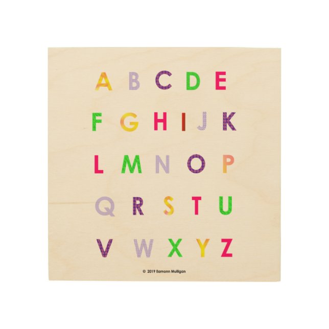 Alphabet Capital Letters Wood Wall Art (Front)