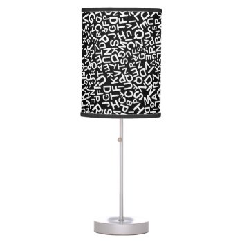 Alphabet Characters Font White Letters Pattern Table Lamp by zlatkocro at Zazzle