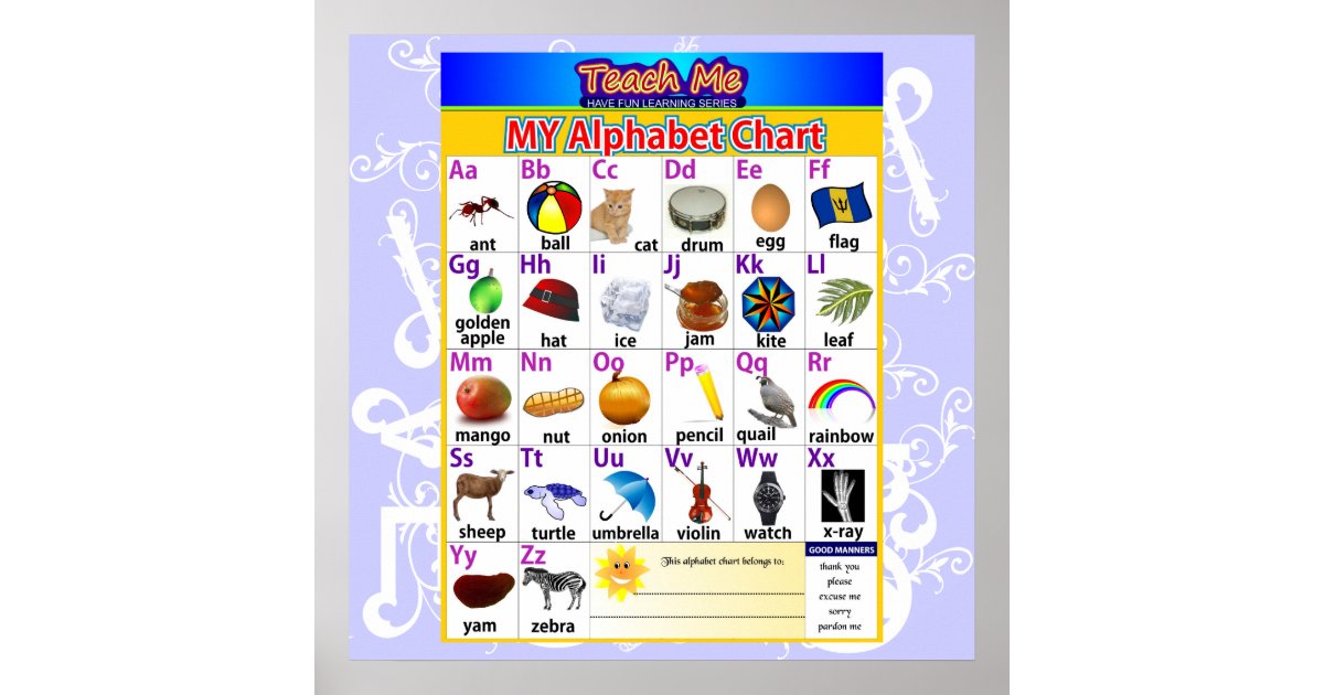 alphabet chart zazzlecom