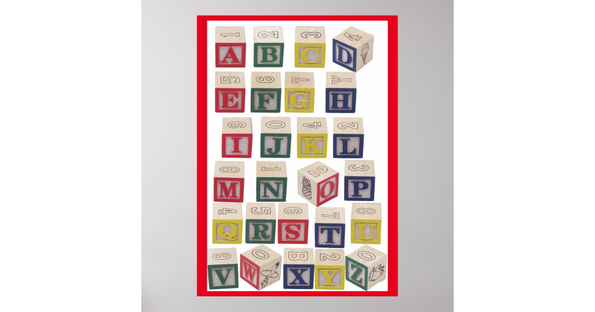 Alphabet Chart Extra Large Colored Blocks | Zazzle