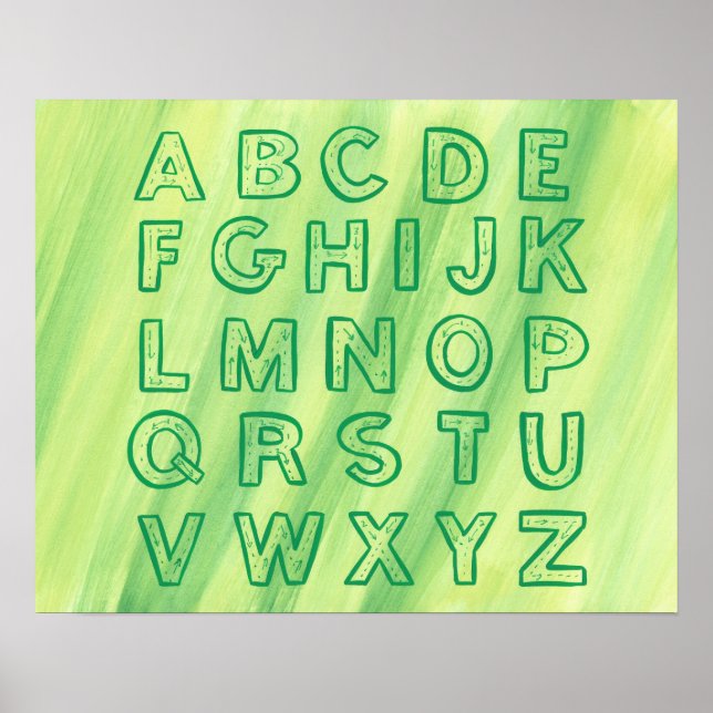 Alphabet Chart for Adults, Green Upper Case (Front)