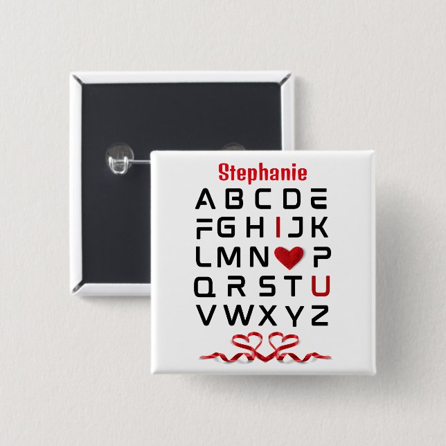 Alphabet Chart I I Love You Button (Front & Back)