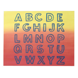 Alphabet Chart Upper Case Letters Sunset Notepads