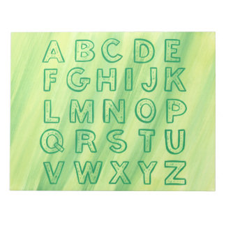 Alphabet Chart Upper Case Letters Yellow Green Notepad