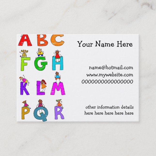 Alphabet Children Business Card (Front)
