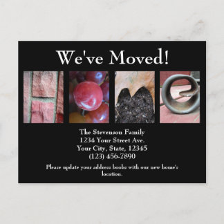 Alphabet Collage, HOME Letter Word Art Moving Announcement Postcard