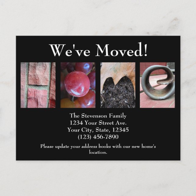 Alphabet Collage, HOME Letter Word Art Moving Announcement Postcard (Front)