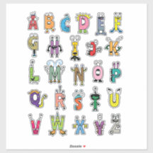 Alphabet Creatures Sticker Sheet - ABC Stickers