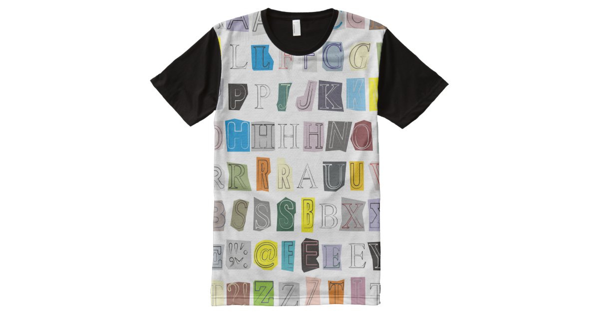 Alphabet cut out of paper All-Over-Print T-Shirt | Zazzle.com