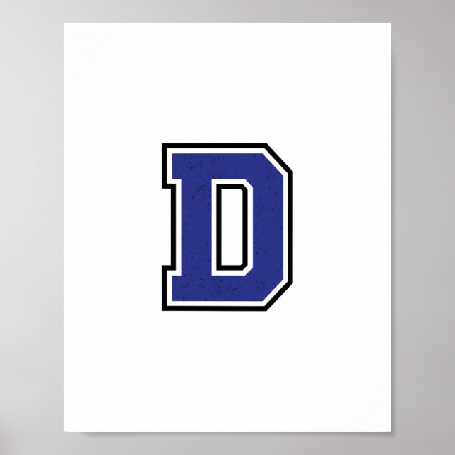 Alphabet D in Blue Color Poster (Front)