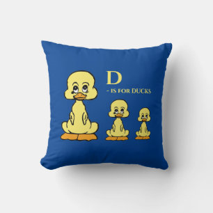 Alphabet D is for Ducks Cute Animals Kids Baby Throw Pillow