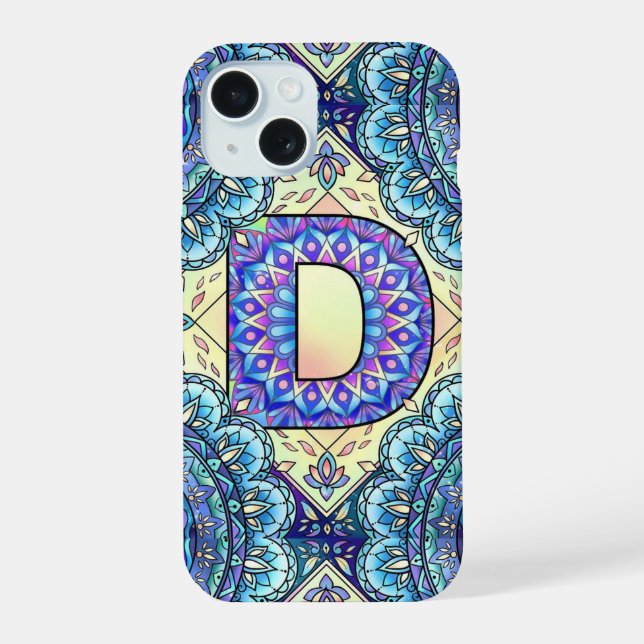 Alphabet D mandala Iphone Case (Back)