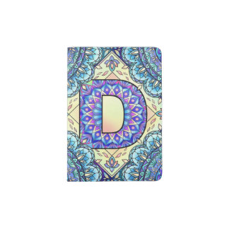 Alphabet D mandala Passport Holder