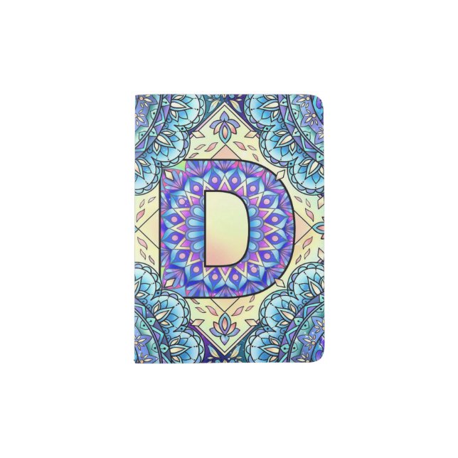 Alphabet D mandala Passport Holder (Front)