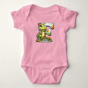 🦖💖 Alphabet Dino “F” Baby Jersey Bodysuit 👶✨