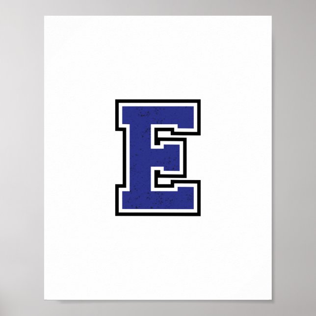 Alphabet E in Blue Color Poster (Front)