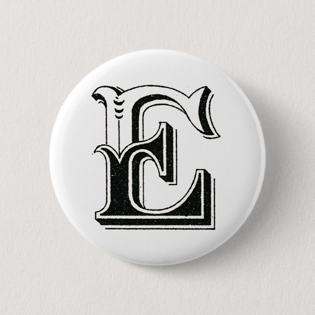 alphabet e, letter e, monogram e, letters e button (Front)