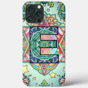 Alphabet E mandala iPhone 13 Pro Max Case