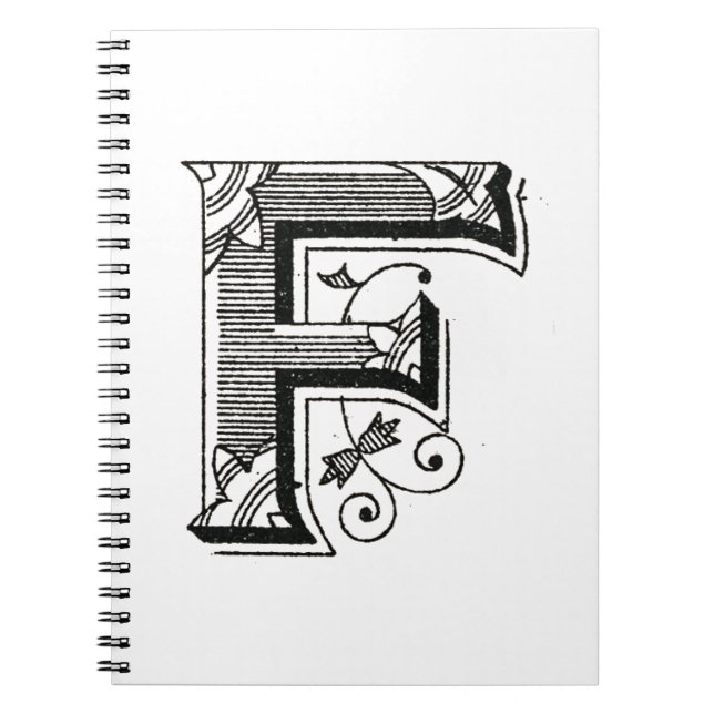 alphabet f, letter f, typography f, monogram f notebook (Front)