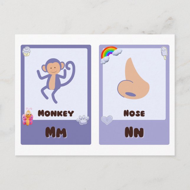 Alphabet Flashcards ,ABC Educational Cards M,N,O,P (Front)