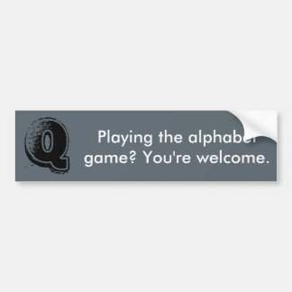 Alphabet Game Bumper Sticker Q