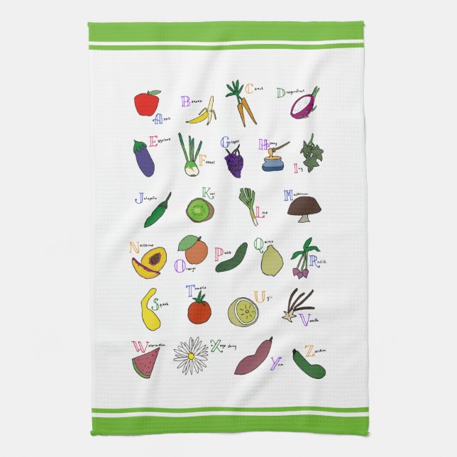 Alphabet Garden Kitchen Towel (Vertical)
