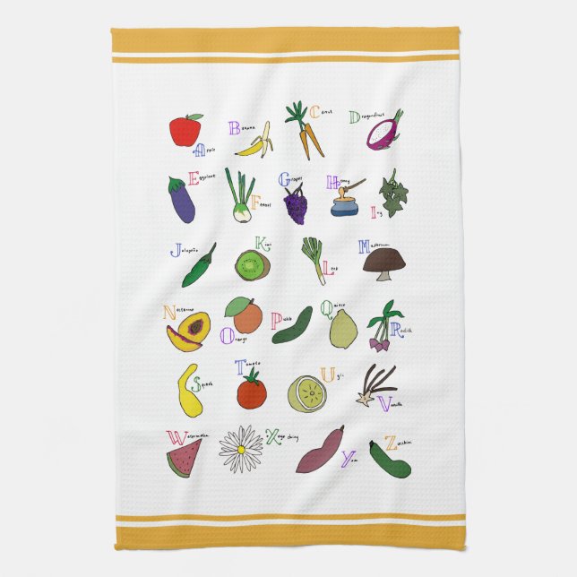 Alphabet Garden Kitchen Towel (Vertical)