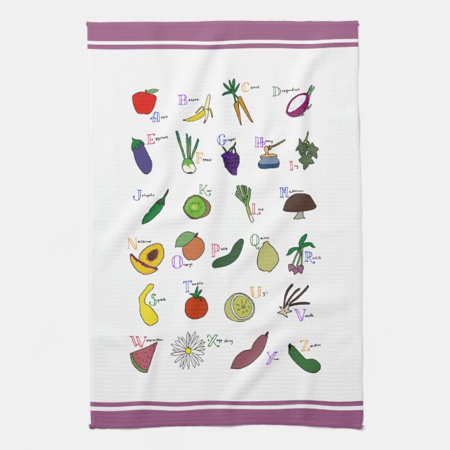 Alphabet Garden Kitchen Towel (Vertical)