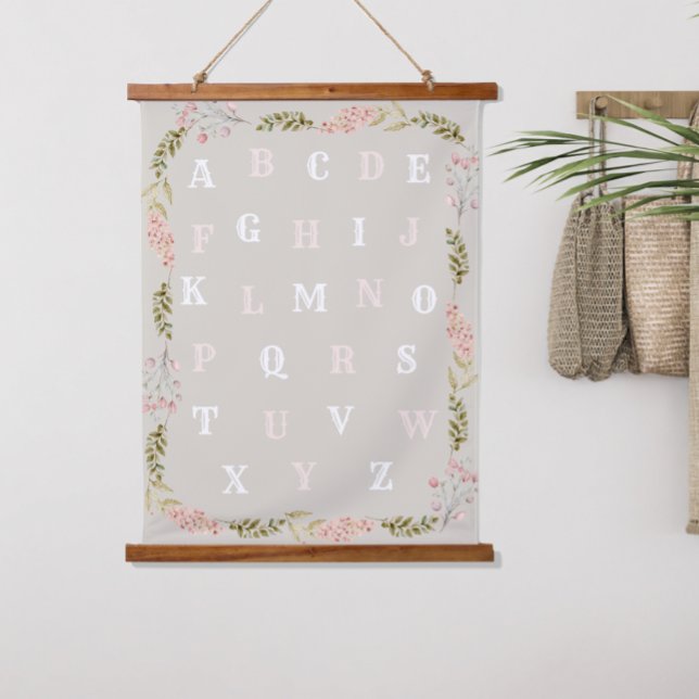 Alphabet Girls Light Pink Floral  Hanging Tapestry (Creator Uploaded)