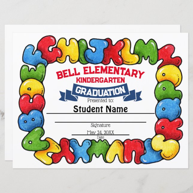 Alphabet Graduation Certificate (Front/Back)