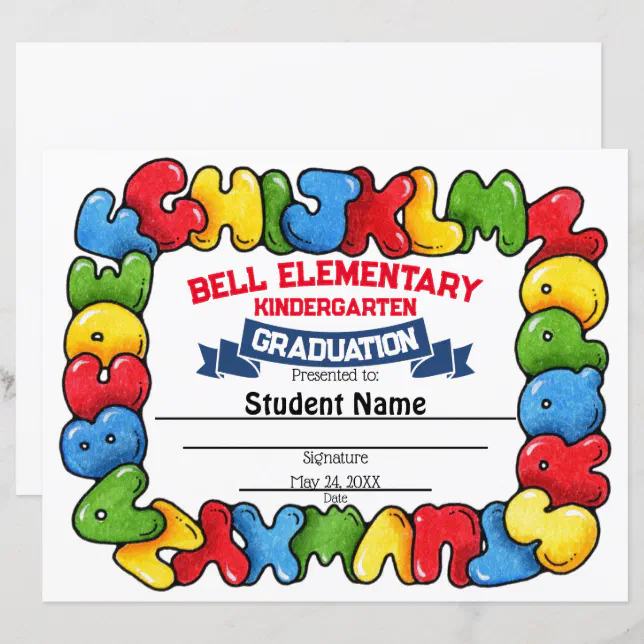 Alphabet Graduation Certificate | Zazzle