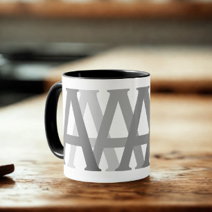 Alphabet Gray Letter Pattern Monogrammed Mug