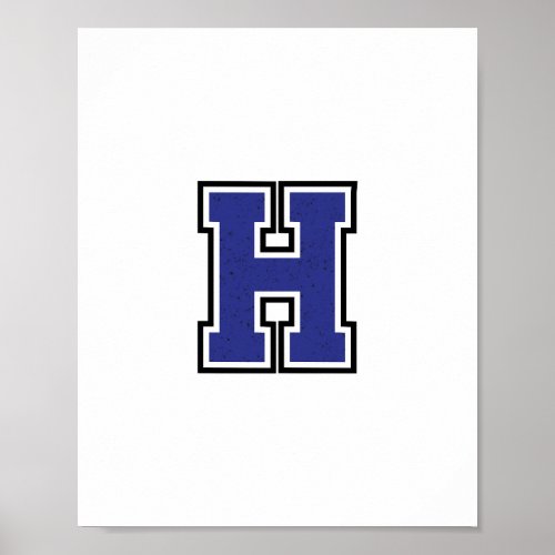 Alphabet H in Blue Color Poster