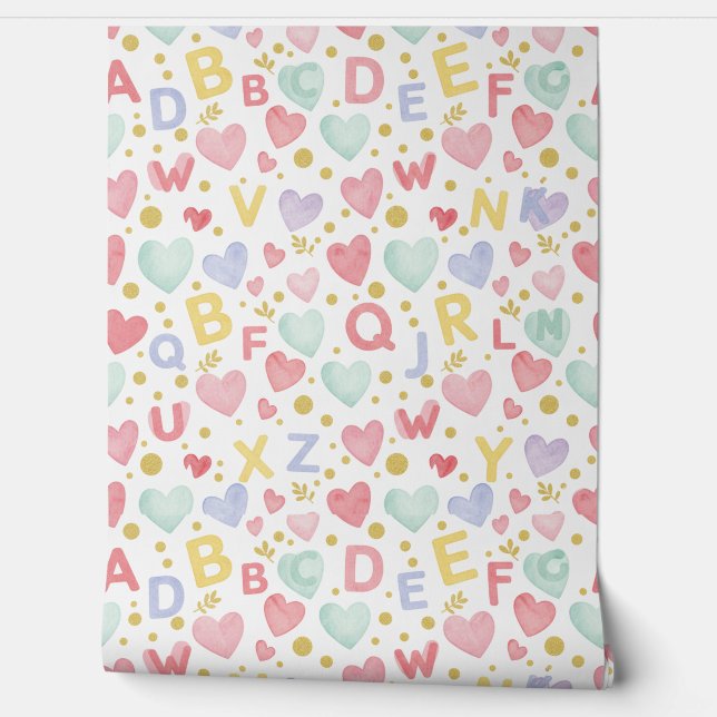 Alphabet Hearts & Pastels Wallpaper (Unrolling)
