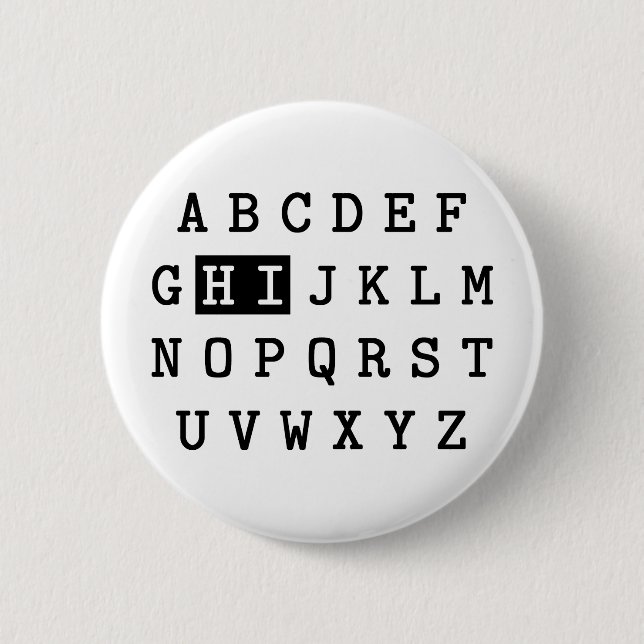 Alphabet Hi Pinback Button (Front)