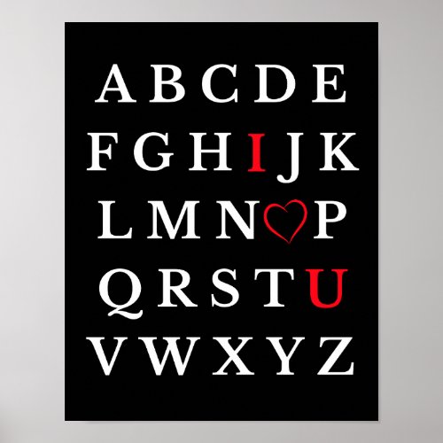 Alphabet I Love You Heart Capital Letter Kids Room Poster