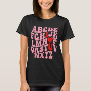 Alphabet I Love You Valentines Day Heart Teacher K T-Shirt