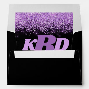 Alphabet Initials Purple & Black Envelopes