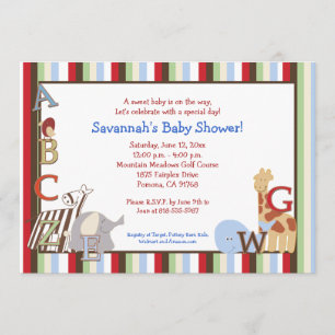Alphabet Jungle Soup 5x7 Baby Shower Invitation
