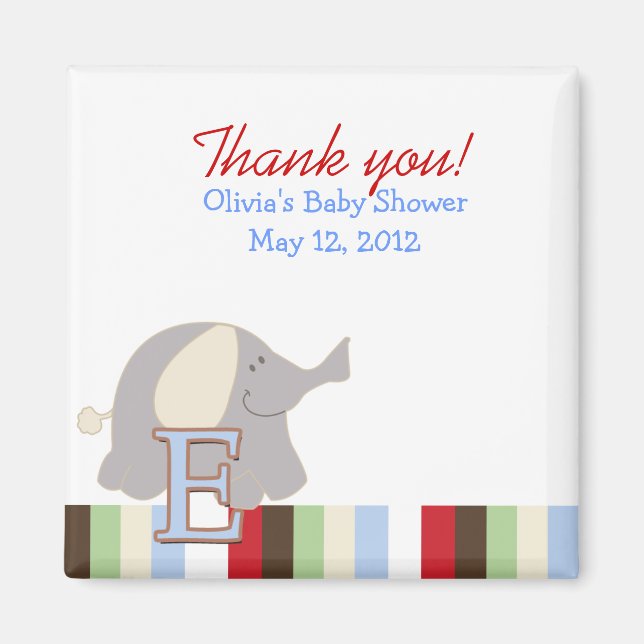 Alphabet Jungle Soup (Elephant ABC) Favor Magnet (Front)