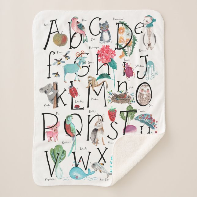 Alphabet kids ABC Illustration | Sherpa Blanket (Front)