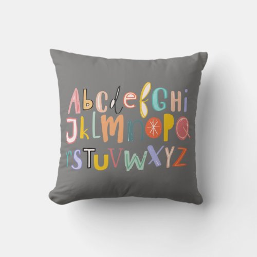 Alphabet kids cool typography throw pillow