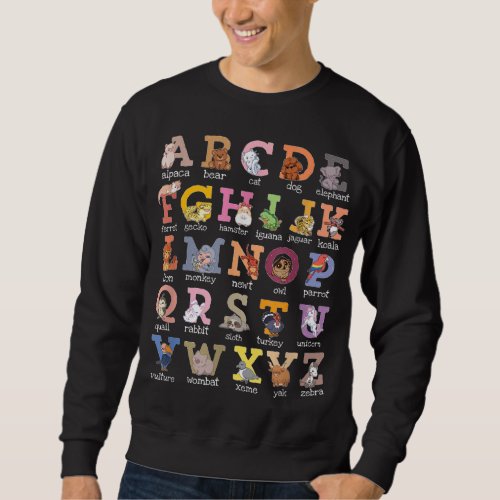 Alphabet Kids Letters Cat Dog Ferret Hamster Parro Sweatshirt
