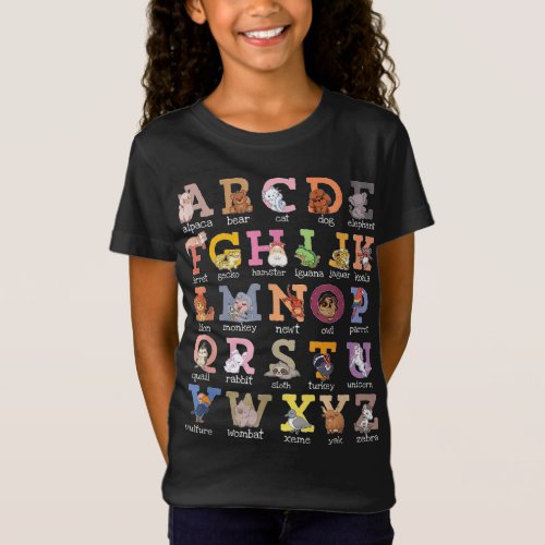 Alphabet Kids Letters Cat Dog Ferret Hamster Parro T_Shirt