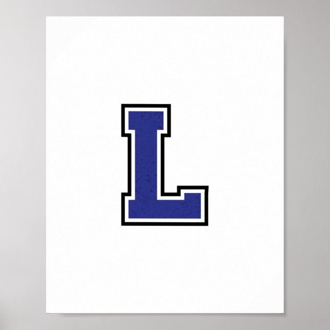 Alphabet L in Blue Color Poster (Front)
